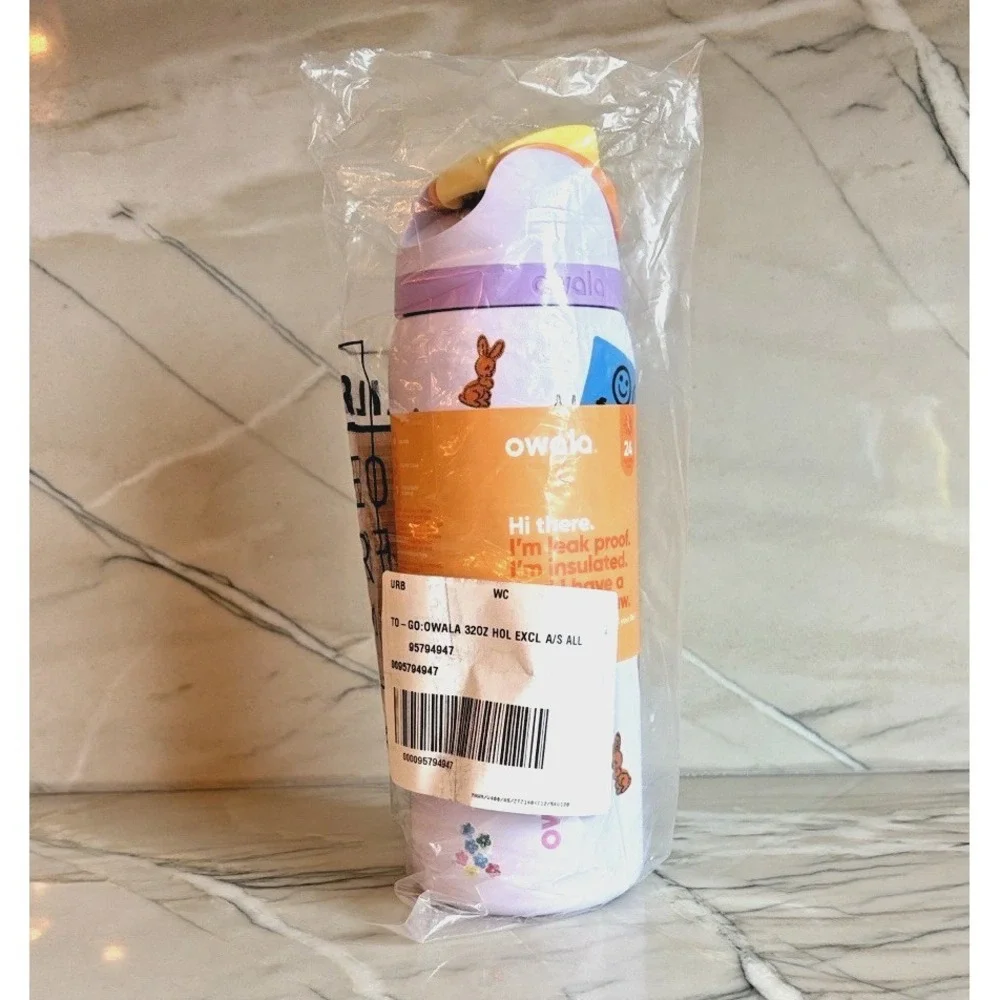 Owala FreeSip 32oz Dear Diary Lavender Bunny Insulated Water Bottle New - Picture 2 of 6